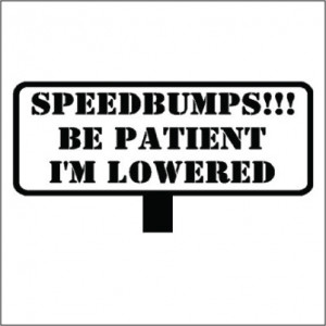 Speed Bumps Be Patient I'm Lowered Vinyl Sticker for your wall, car or ...