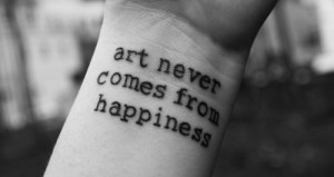 art, happiness, quote, sadness, tattoo, wrist