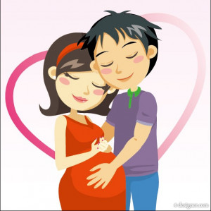 cartoon expectant mothers pregnant women husband and wife love cartoon ...