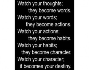 Watch Your Thoughts - Lao Tzu Quote - Available Sizes (8x10) (11x14 ...