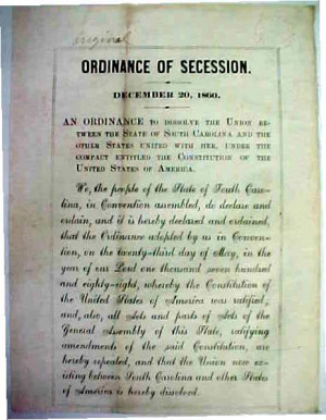 Ordinance of Secession, South Carolina, 1860
