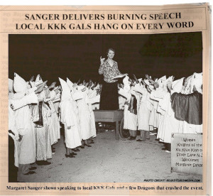 Margaret Sanger la o reuniune a femeilor din Ku Klux Klan