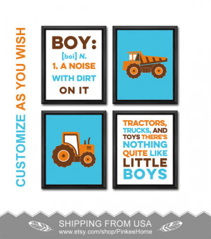 tractor nursery art truck kids room decor boy quotes a noise with dirt ...