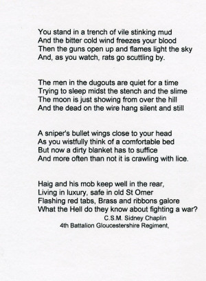 Untitled, undated war poem by C.S.M. Sidney Chaplin, 4th Battalion ...