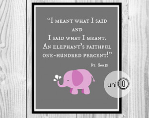 Dr Seuss Quote Pink Elephant Print, Kids Art, Nursery Wall Art, 8x10 ...
