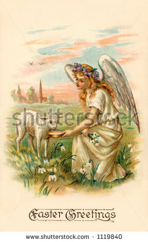 easter postcard of a a vintage easter postcard of a angel rides easter ...
