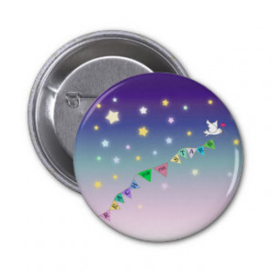 Reach for the Stars Cute Bird Bunting Pinback Button