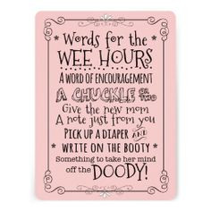 ... late night diaper changes! Features a chalkboard lettering style on