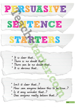 Persuasive essay sentence starters