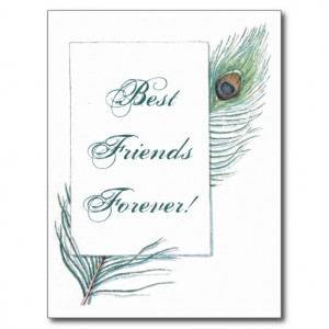 Vintage Peacock Feather Inspirational BFF Quote Postcard