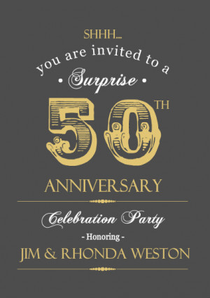 Vintage Gray And Gold Surprise Golden Anniversary Invitation by ...