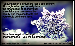 people are like snowflakes so take some time to get to know the person ...