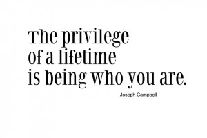 The privilege of a lifetime is being who you are.