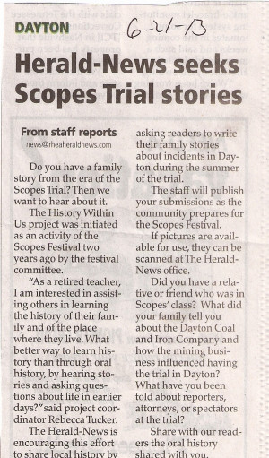 Scopes Trial Newspaper Article