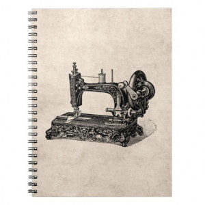 Vintage 1800s Sewing Machine Illustration Note Book