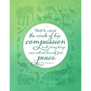 , Animal Quote Art, Watercolor Art Print, Nature, Peace, Compassion ...