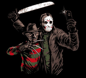 Jason Voorhees Freddy Krueger Selfie T-Shirt