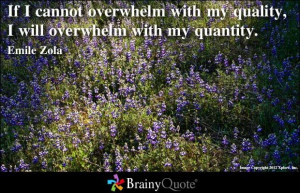 ... with my quality, I will overwhelm with my quantity. - Emile Zola