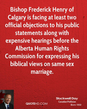 Bishop Frederick Henry of Calgary is facing at least two official ...
