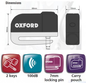 OXFORD SCREAMER alarm disc lock motorbike motorcycle