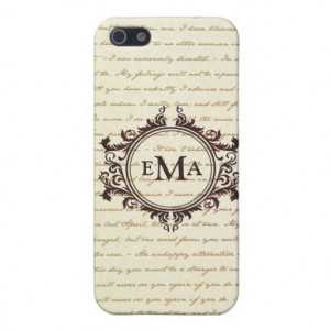 Jane Austen Quotes Monogram Initials Pride Covers For iPhone 5 $40.95