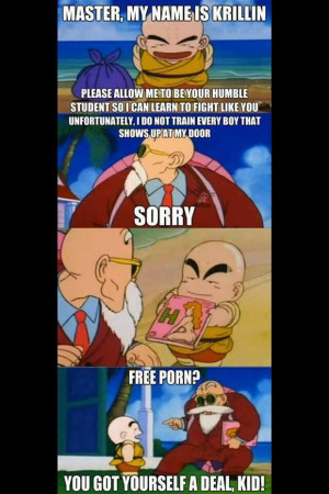 Krillin Looks To Be Trained By The Turtle Hermit Master Roshi, Dragon ...