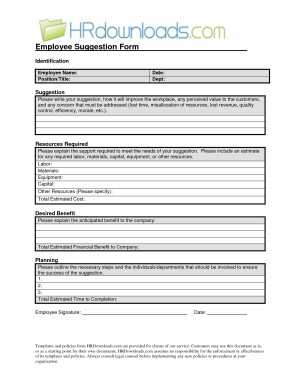 Suggestion Box Forms Templates