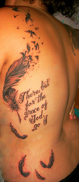 feather lettering tattoo for the side