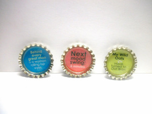 Set of Three Funny Sayings Bottlecap Magnets Handmade - 1