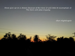 Never give up on a dream because of the time…” Earl Nightingale