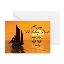 90th Birthday card for Dad with sunset yacht Greet for