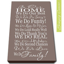 10621-IN OUR HOME WE DO FAMILY-Biege-Quote Canvas Art Wall Print (A1 ...