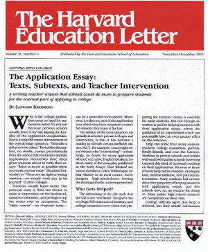 College Application Essay Writing: Mr. Kreisberg's Article in The ...