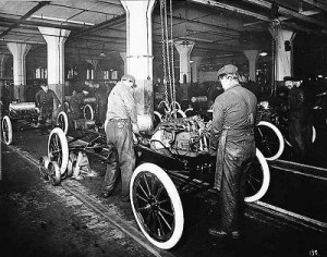 An assembly line in one of Fords many factories.