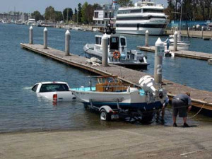 boat launch fail truck under water