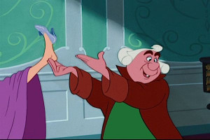 The Ugly Stepsister tries on the glass slipper in Disney's Cinderella ...