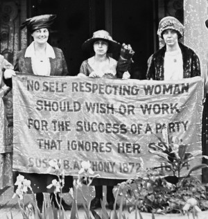 Women working for the vote. Quote by Susan B. Anthony.