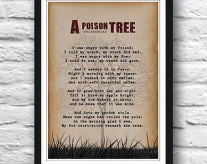 William Blake, A Poison Tree, William Blake Poem, Wall art, Poetry art ...