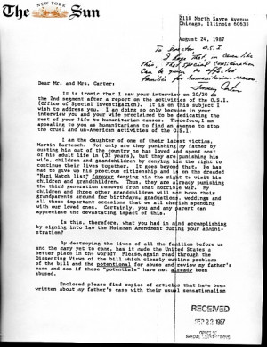Click on the image for a picture of the letter with Carter's plea for ...