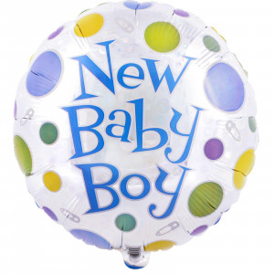 New Baby Boy Dots 18' Foil Balloon