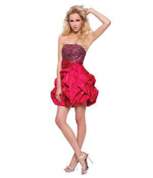 2014 Prom Dresses - Red Confetti Short Prom Dress