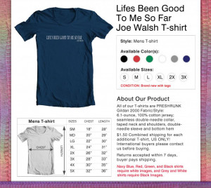 Details about JOE WALSH JAMES GANG LIFE'S BEEN GOOD QUOTE T-SHIRT