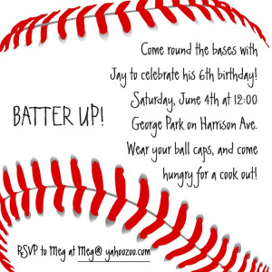 Baseball Party Invitation Template