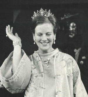 Queen Margrethe II of Denmark (born 1940) wears the Alexandrine ...