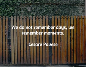 We do not remember days, we remember moments.