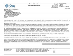 Renewal Quotation Sun Microsystems, Inc