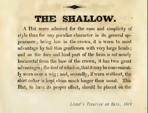 Lloyd offers us a Joliffe * and a Shallow . Apparently, the hat ...