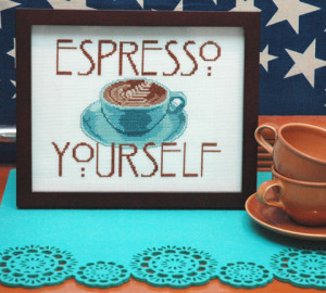 Espresso Quote Cross Stitch Pattern PDF Instant Download
