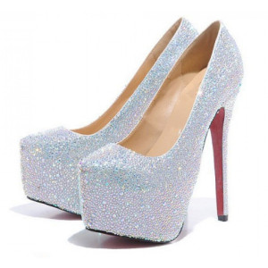 red bottom high heels crystal high heeled platform pumps blue gold