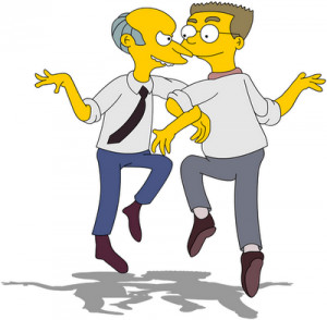 Mr. Burns, Smithers, the Simpsons